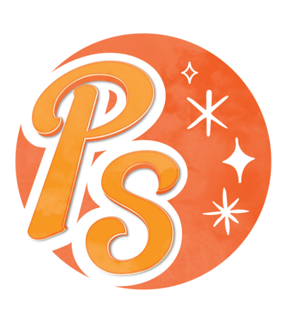 Submark orange circle with white sparkle bursts and the PS of Perfect Sky logo