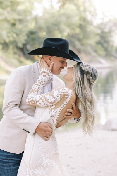 Quiet embrace during emotional post-ceremony portrait | Fresno elopement photographer