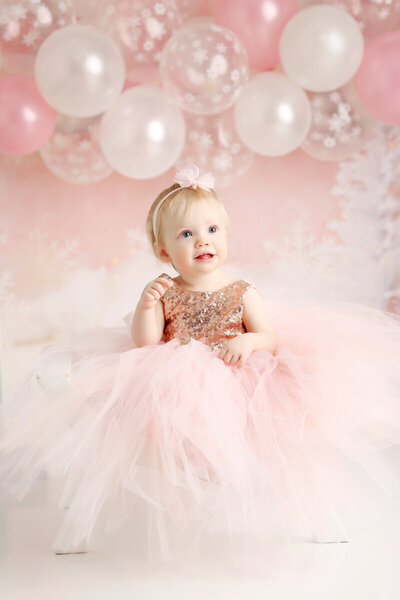 First birthday celebration with balloons