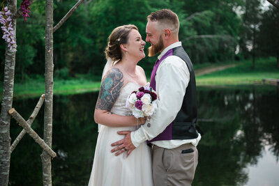 Massachusetts Outdoor Wedding Ceremony with Purple and White Flowers