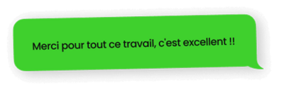 Témoignage d'une cliente pour colyne studio qui cite : "Merci pour tout ce travail, c'est excellent !"