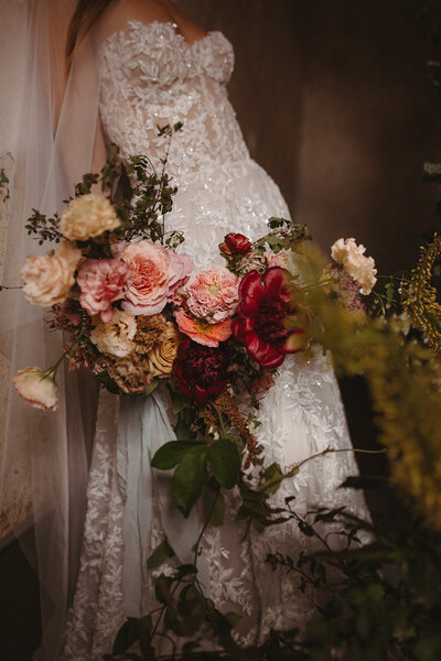 Bride holding wedding bouquet