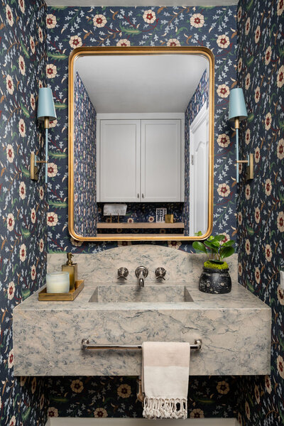 Powder Bathroom Interior design services in Villa Park Ranch California Emily Martin Design