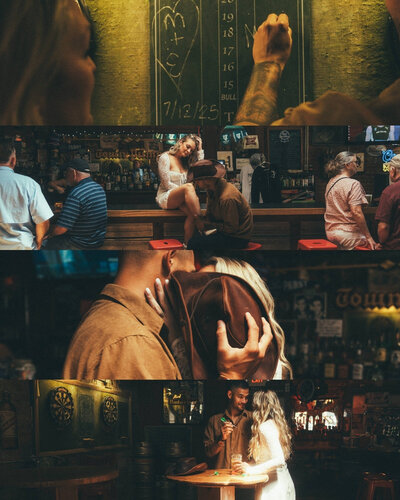 man looking at woman and playing with her hair