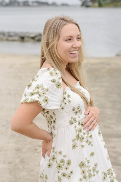 Pregnant woman holding her baby bump