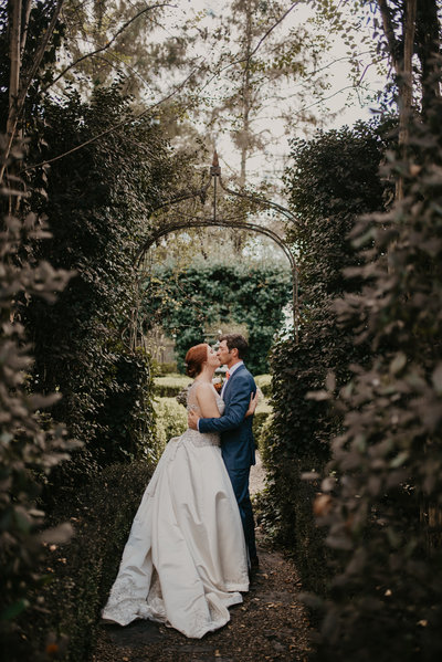 Bride and Groom kissing after their Marlsgate Plantation Wedding in Scott Arkansas