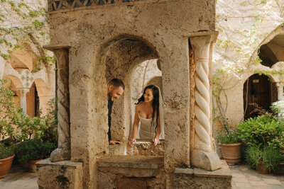 bride and groom exchanging vows