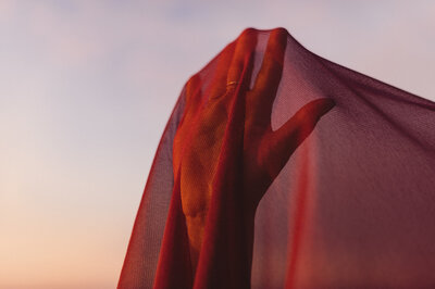 Translucent red fabric