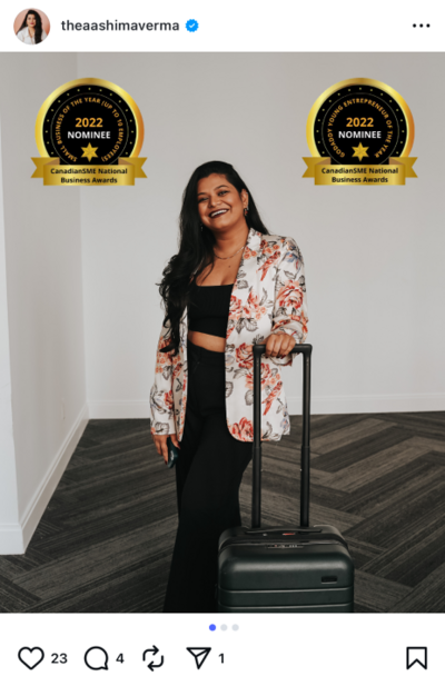 Aashima verma with nominations