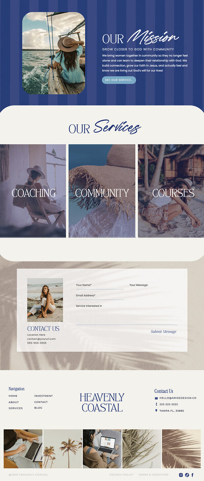 landing page of heavenly coastal website design 