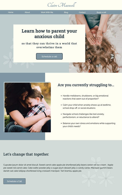 Ipad vertical mockup of Claire Maxwell website