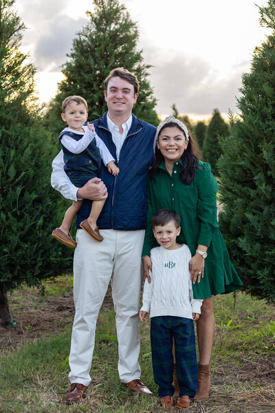 Family with one child in a park