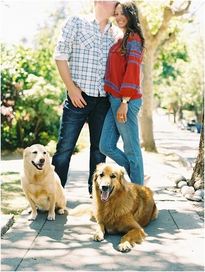 At Home Engagement Photos with the Couple's Dogs by Colorado Wedding Photographer © Bonnie Sen Photography
