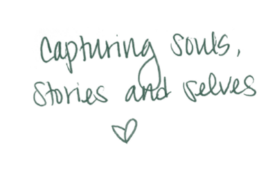Mariah's handwriting, it reads "capturing souls, stories and selves" with a little hand drawn heart