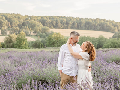 true to color portrait of couple in love at lavender field