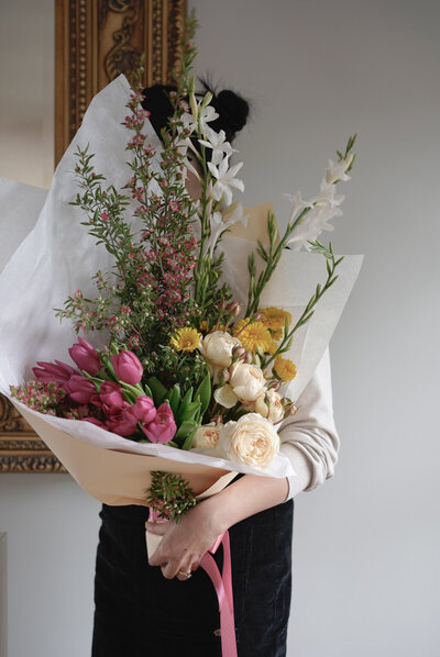 Bouquet of seasonal flowers and greenery