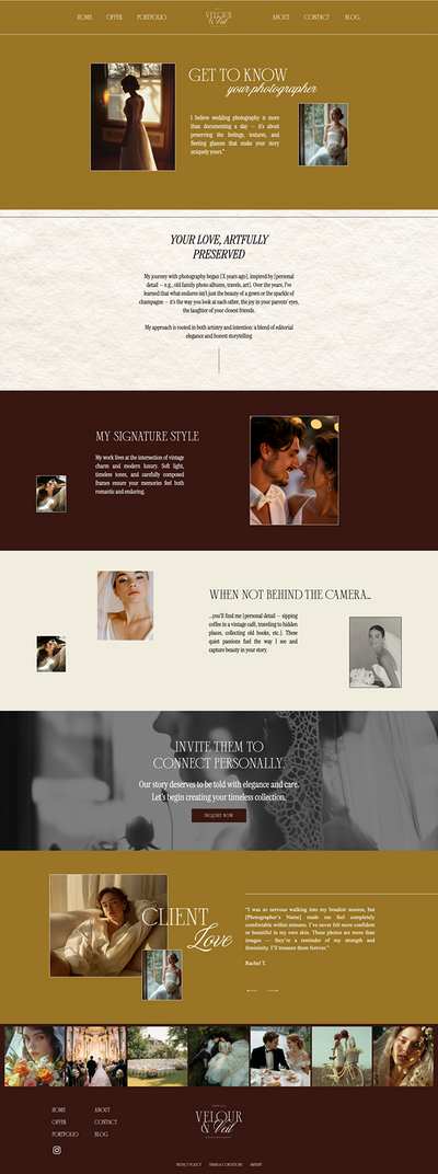 luxury wedding photographer website