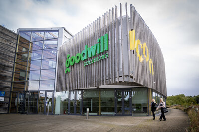 walking to work at an office building in daventry