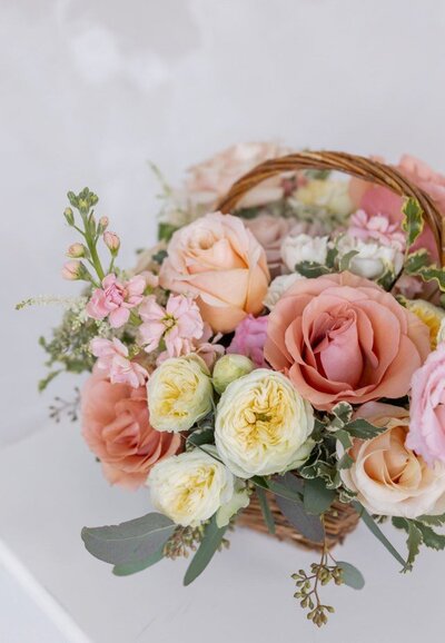 Luxury basket of blooms terracotta 2