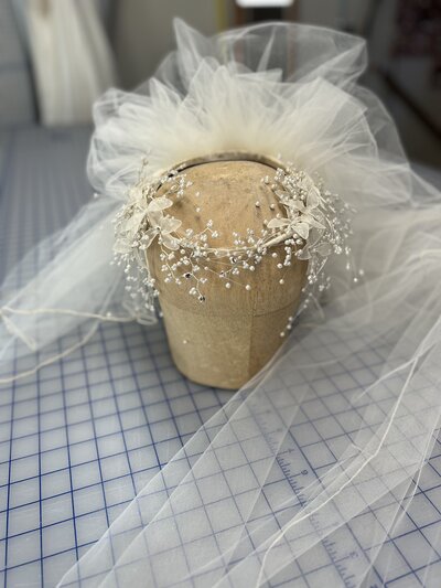 Vintage heirloom bridal veil and headpiece from the late 1980's ready for restyling