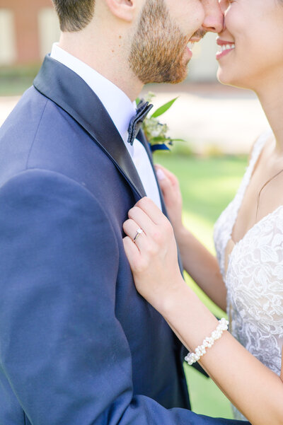 Couple snuggles on wedding day photographed by Baltimore Wedding Photographer, Cait Kramer