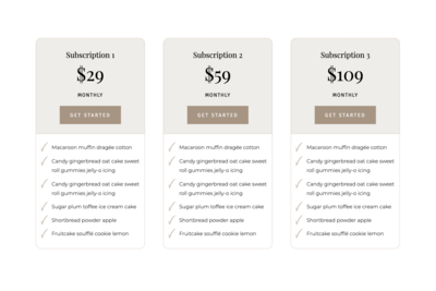 Pricing options canvas for Showit sales pages