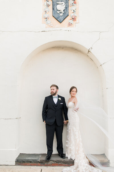 Bride holding bouquet, Louisiana