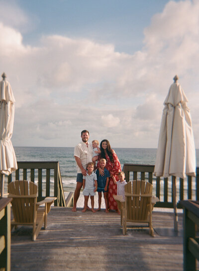 film photo of family of 6 at the boardwalk in rosemary beach