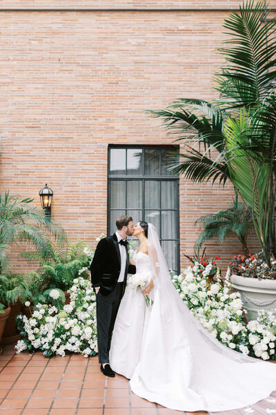 Bride at Groom Portrait at the California Club
