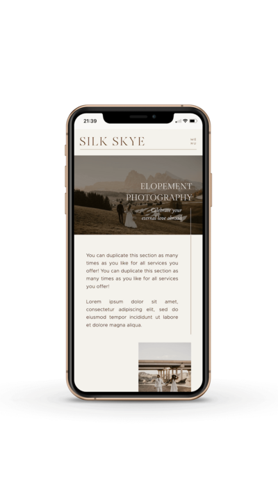 Minimal timeless Showit website template for wedding photographer