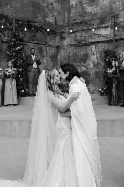 Brides Kissing After Ceremony - Megan & Amber | Hood River Wedding  - LGBTQ Wedding