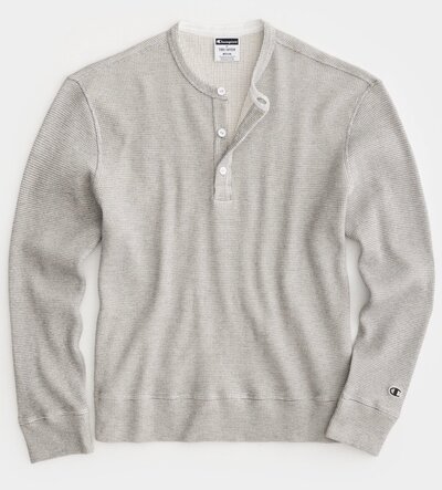 RELAXED WAFFLE HENLEY IN GRAYSTONE