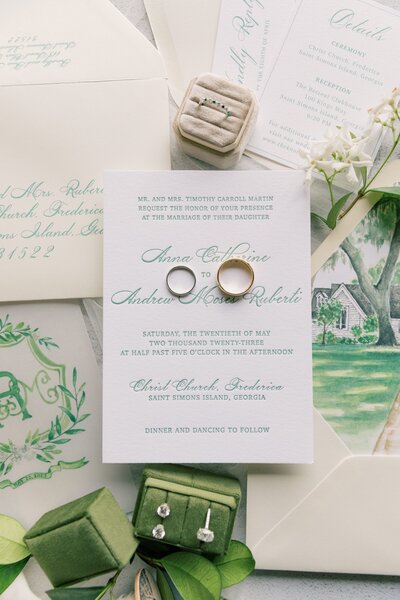 an example of a wedding invitation with an impressed design