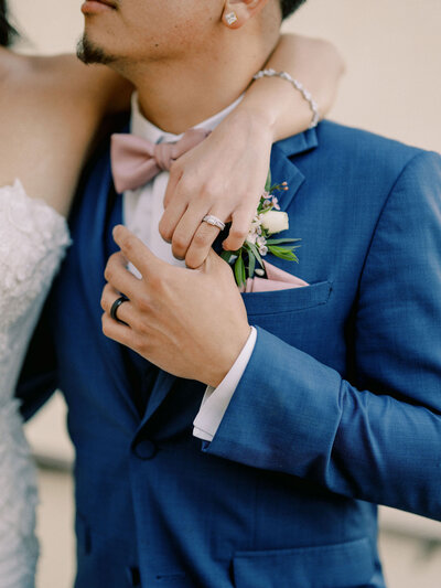 Bride and groom share kiss on their wedding day in Orlando, Florida