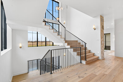 Staircase in the Chateau Moderne by Idaho Luxury Custom Home builder Thompson Homes