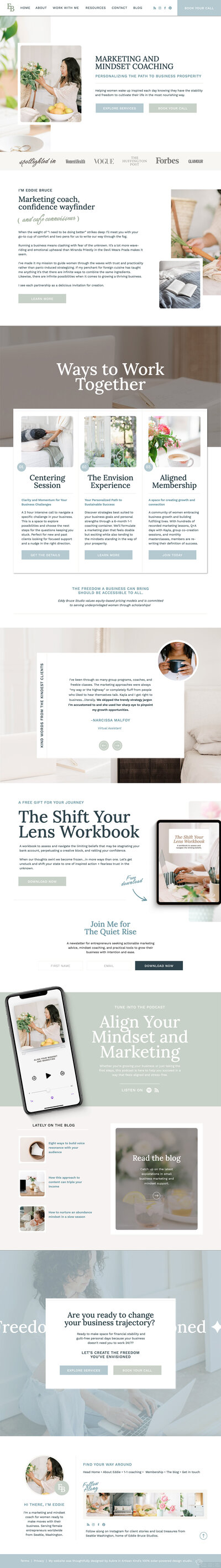 Artisan Kind Showit website template customized with a light pink and magenta color palette