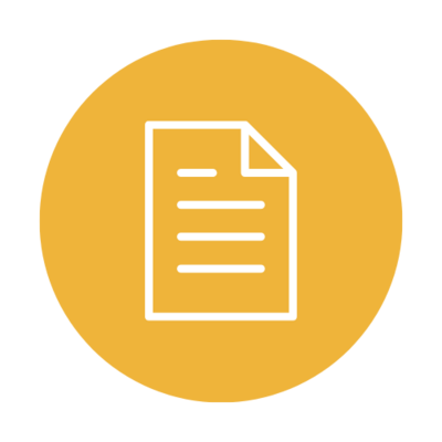yellow and white icon of a document in a yellow circle