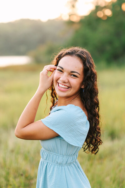 Senior Girl with hands in her hair