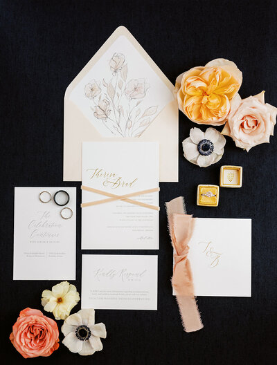 wedding invitation suite flatlay