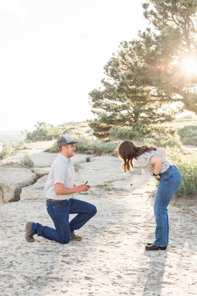 proposal photography in billings montana of man proposing to his girlfriend