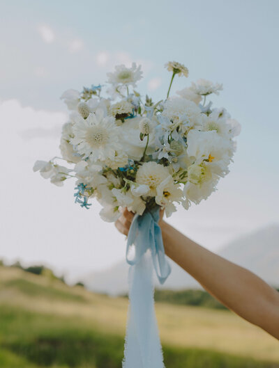 close up of bridal bouquet
