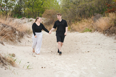 Massachusetts coastal engagement photographer capturing portraits at Wingaersheek Beach