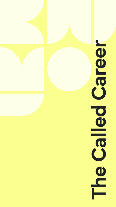The Called Career black logo along the side of a yellow background with faded white shapes in the top corner