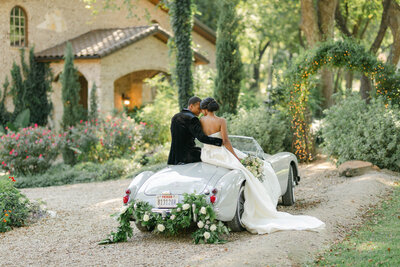 bride and groom embracing