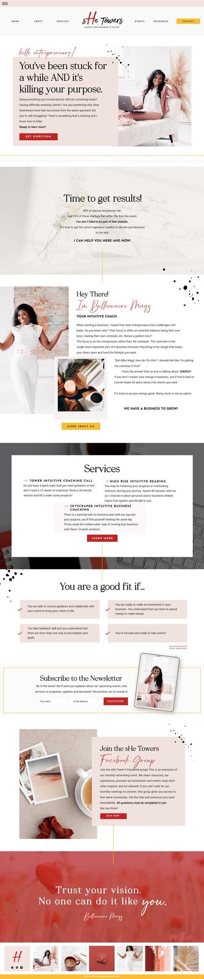 Experience the essence of Magda's business coach website homepage on a laptop screen. Meticulously designed by a Showit Web Design professional, this layout ensures a seamless browsing experience for visitors seeking transformation.