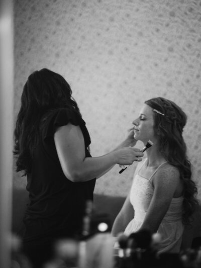 Bride and bridesmaids at her Seattle Washington summer wedding