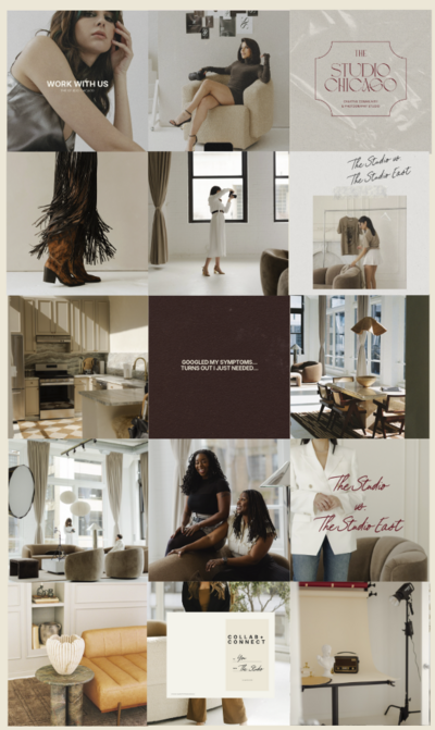 Instagram grid of a photography studio in Chicago that signed on with Mello Social for full social media management, photo + video and art direction. 