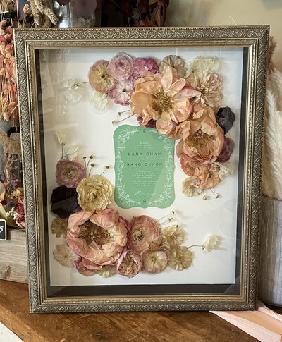 Finalized floral preservation arrangement with exquisite detailing, crafted by Leigh Florist