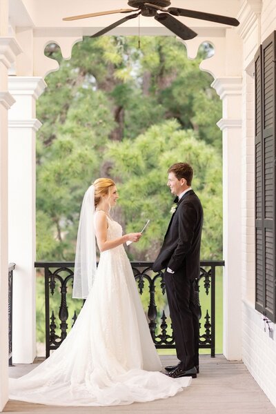 Bride and groom first look