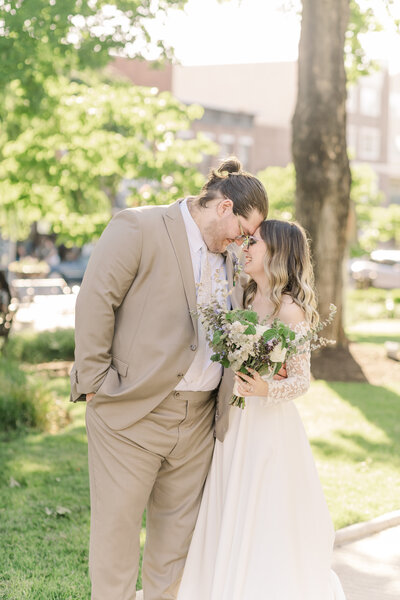 Bride and Groom on their wedding day in Bowling Green Kentucky at The Charleston Wedding Venue